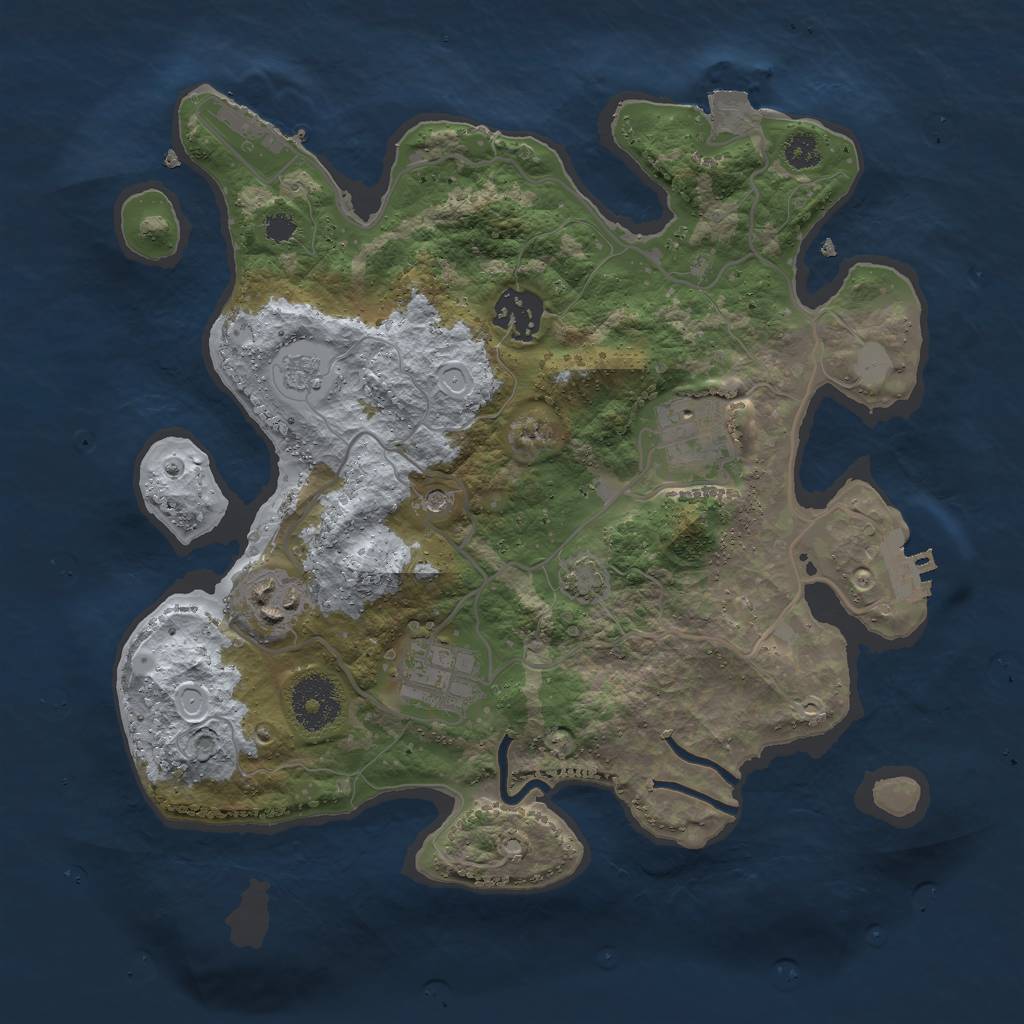 Rust Map: Procedural Map, Size: 3000, Seed: 4343634, 12 Monuments