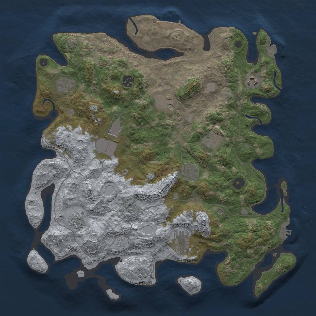 Rust Map: Procedural Map, Size: 4000, Seed: 288386258, 18 Monuments