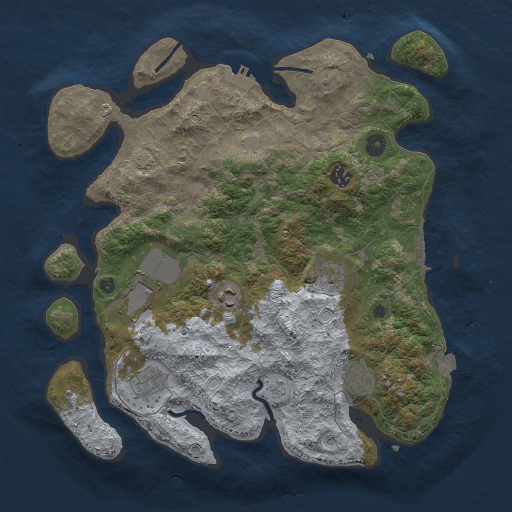 Rust Map: Procedural Map, Size: 3500, Seed: 550783226, 14 Monuments