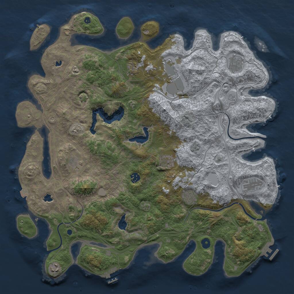 Rust Map: Procedural Map, Size: 4500, Seed: 10601553, 16 Monuments