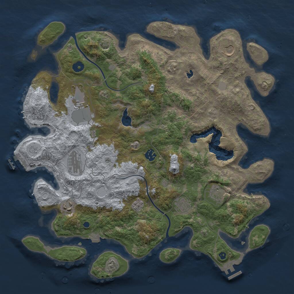 Rust Map: Procedural Map, Size: 4000, Seed: 1091451102, 14 Monuments