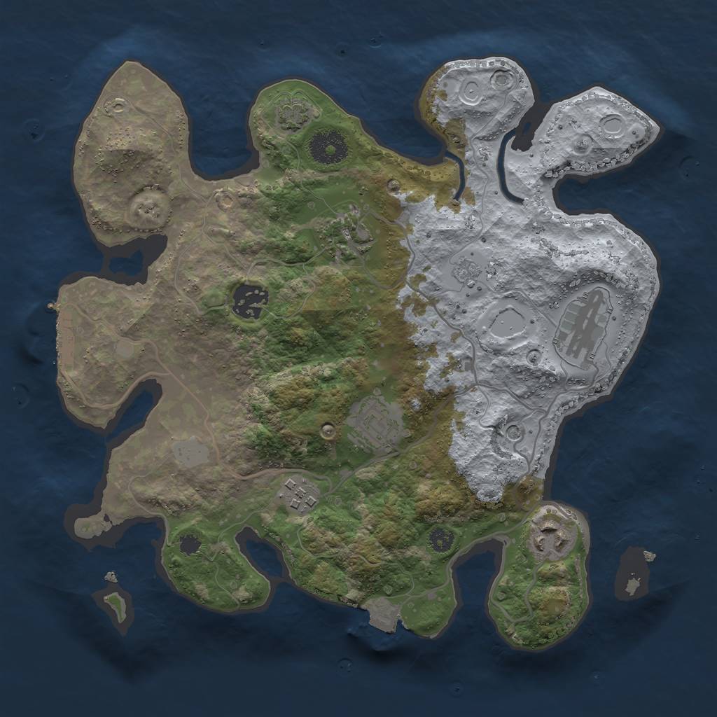 Rust Map: Procedural Map, Size: 3000, Seed: 1985649270, 13 Monuments