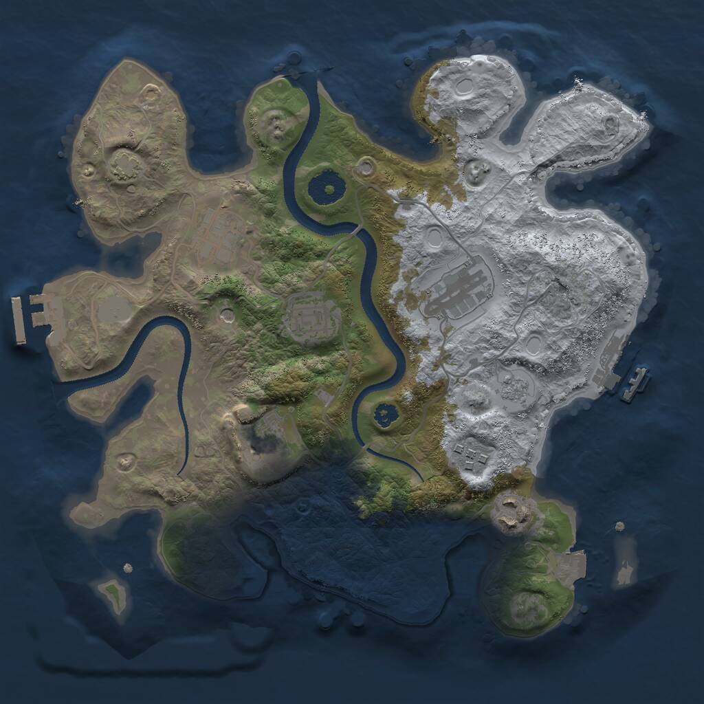 Rust Map: Procedural Map, Size: 3000, Seed: 1985649270, 12 Monuments