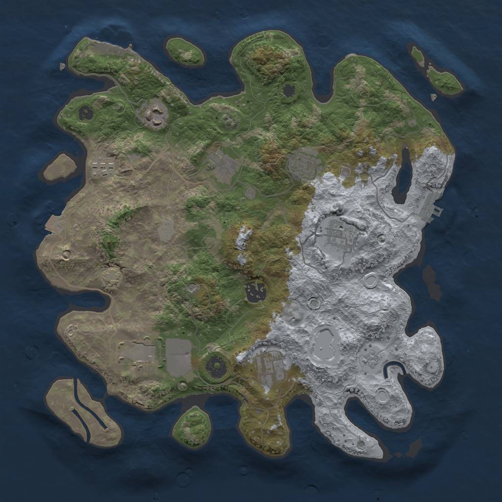 Rust Map: Procedural Map, Size: 3500, Seed: 42587, 16 Monuments