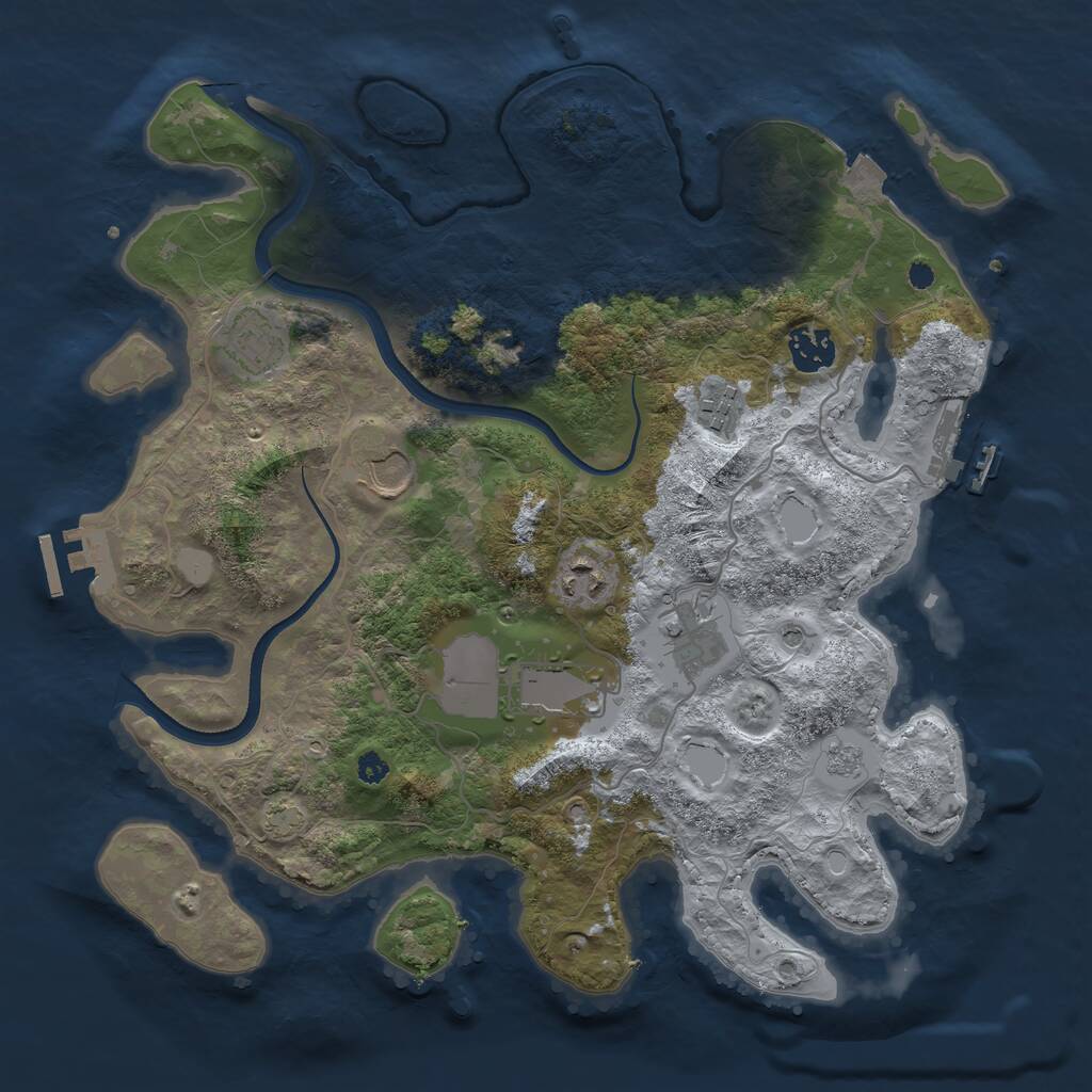 Rust Map: Procedural Map, Size: 3500, Seed: 42587, 13 Monuments