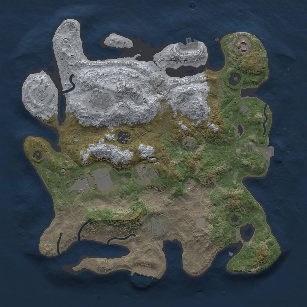 Rust Map: Procedural Map, Size: 3500, Seed: 233247, 14 Monuments
