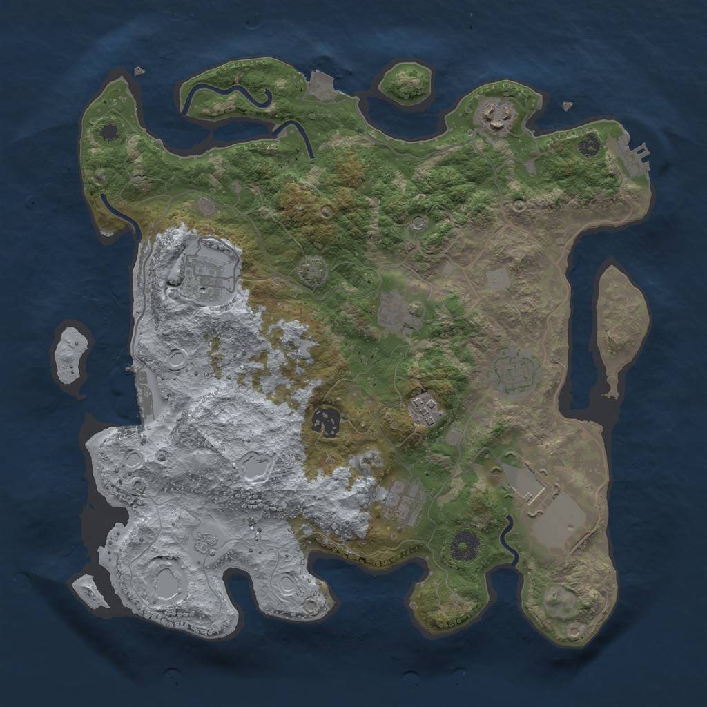 Rust Map: Procedural Map, Size: 3500, Seed: 1544907443, 16 Monuments