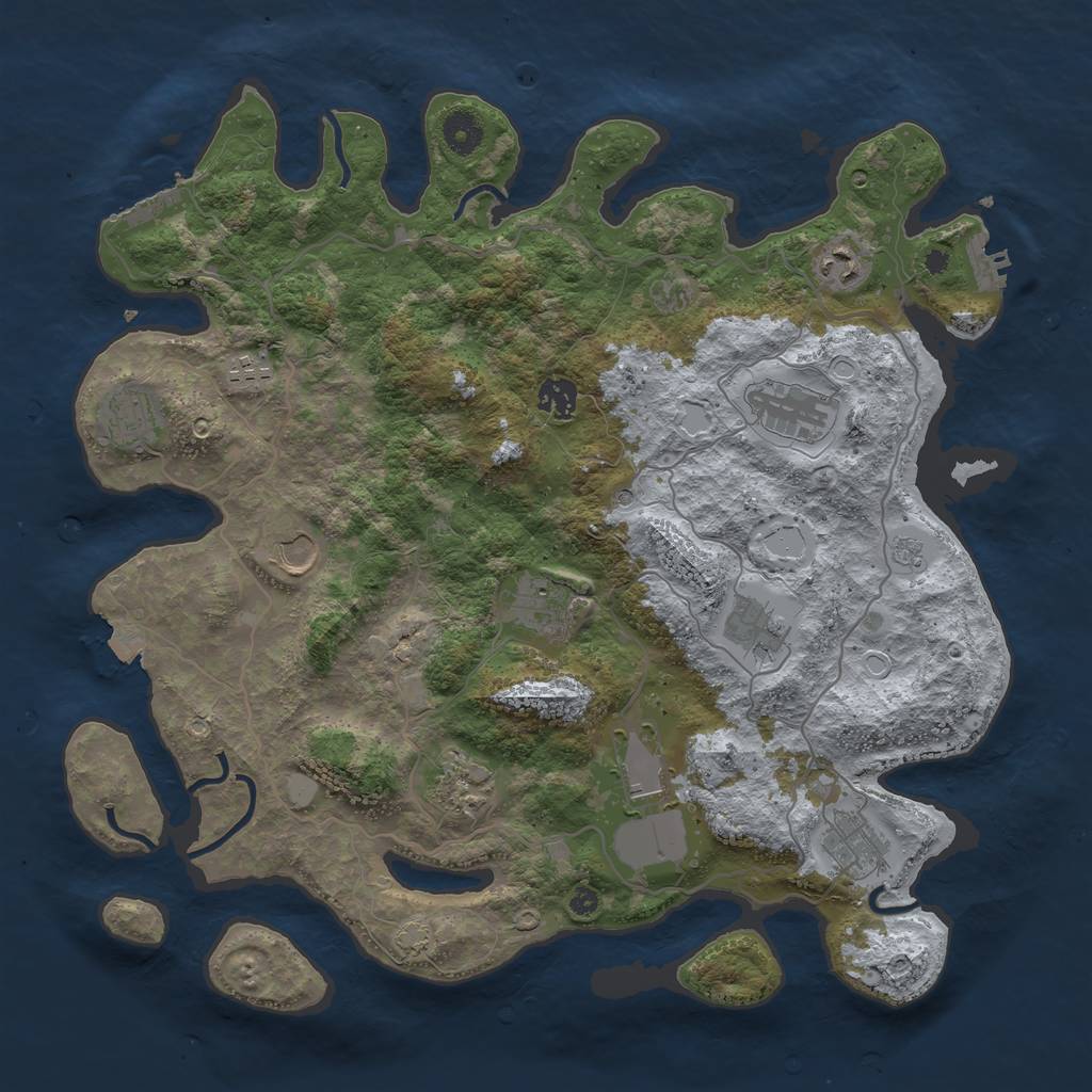 Rust Map: Procedural Map, Size: 4000, Seed: 1454512820, 19 Monuments