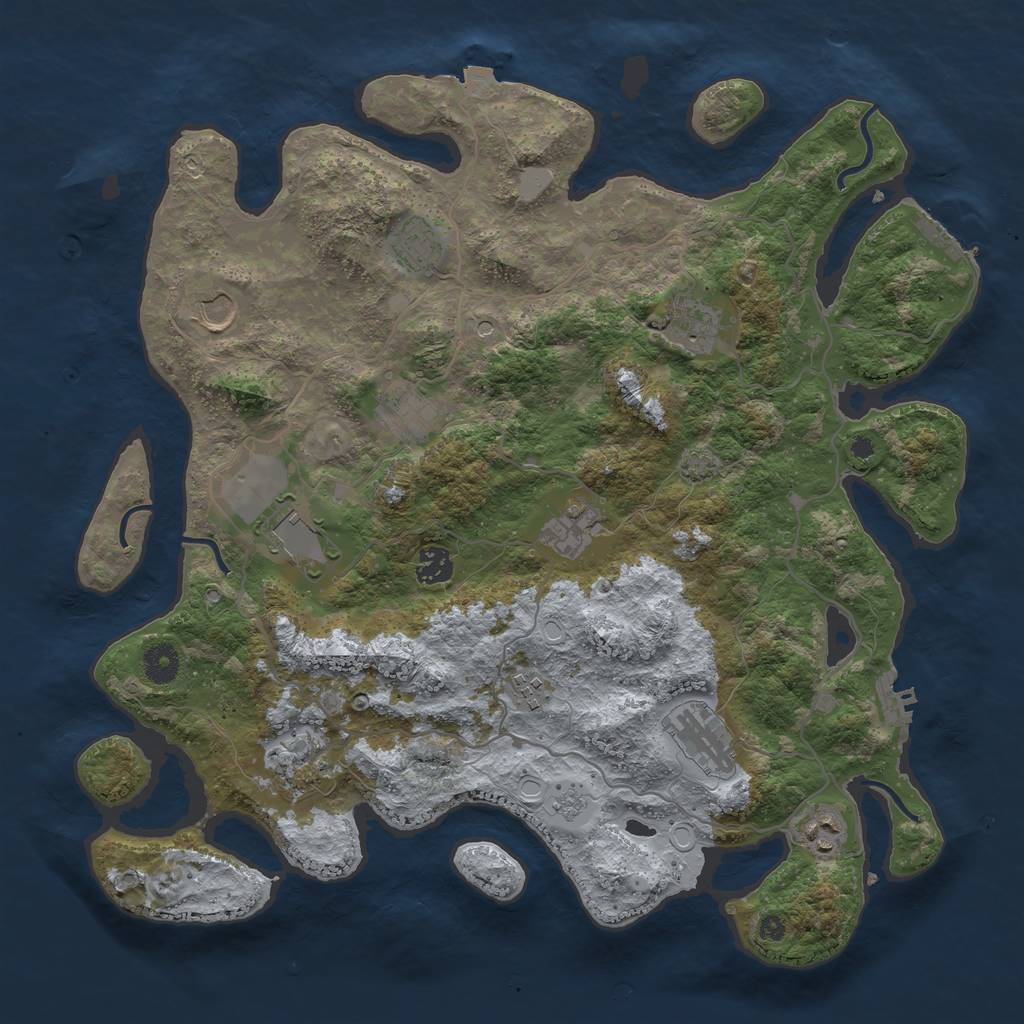 Rust Map: Procedural Map, Size: 4000, Seed: 1254400645, 19 Monuments