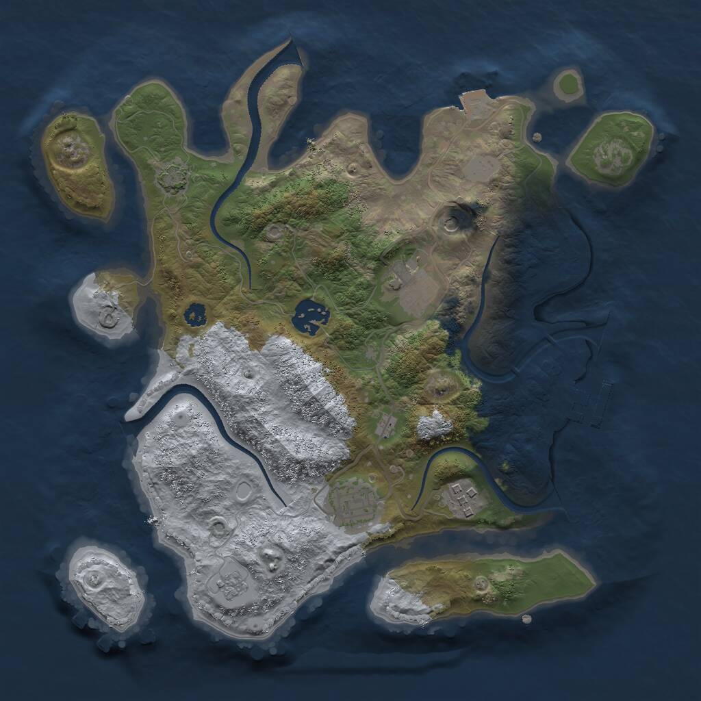 Rust Map: Procedural Map, Size: 3000, Seed: 678308, 9 Monuments