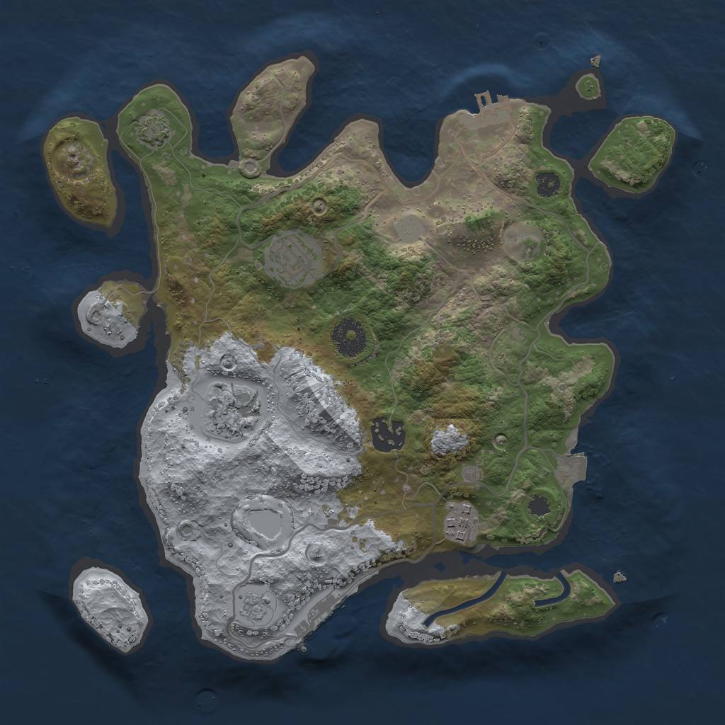 Rust Map: Procedural Map, Size: 3000, Seed: 678308, 11 Monuments