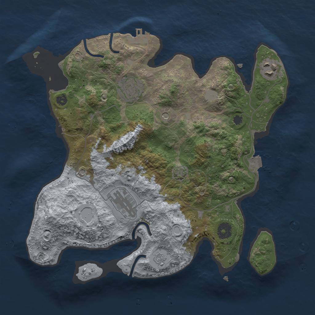 Rust Map: Procedural Map, Size: 3000, Seed: 843668378, 10 Monuments