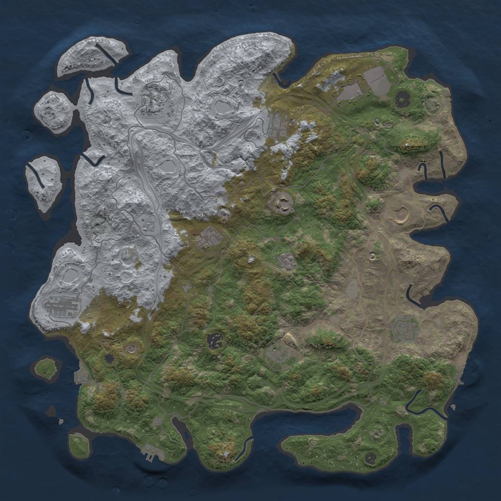 Rust Map: Procedural Map, Size: 4500, Seed: 63445, 19 Monuments