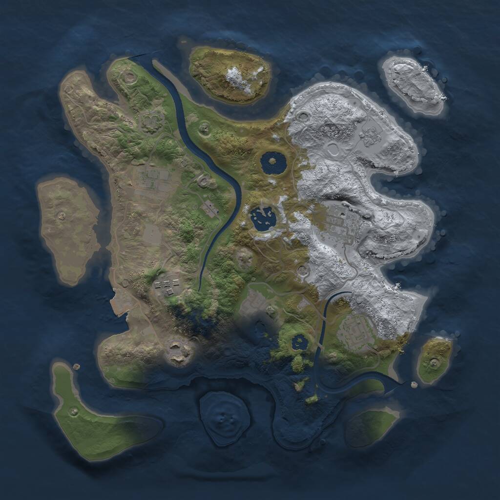 Rust Map: Procedural Map, Size: 3000, Seed: 638027429, 11 Monuments