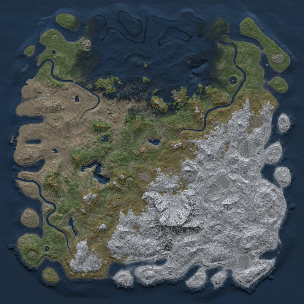 Rust Map: Procedural Map, Size: 6000, Seed: 62370064, 17 Monuments