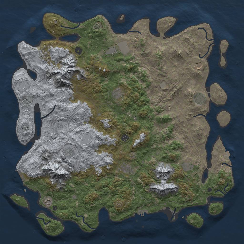 Rust Map: Procedural Map, Size: 5000, Seed: 570247490, 19 Monuments