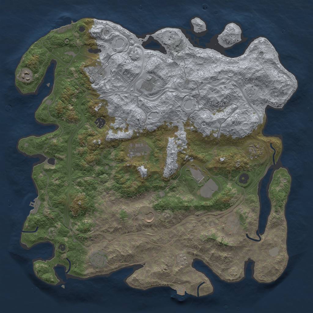 Rust Map: Procedural Map, Size: 4500, Seed: 750880333, 19 Monuments