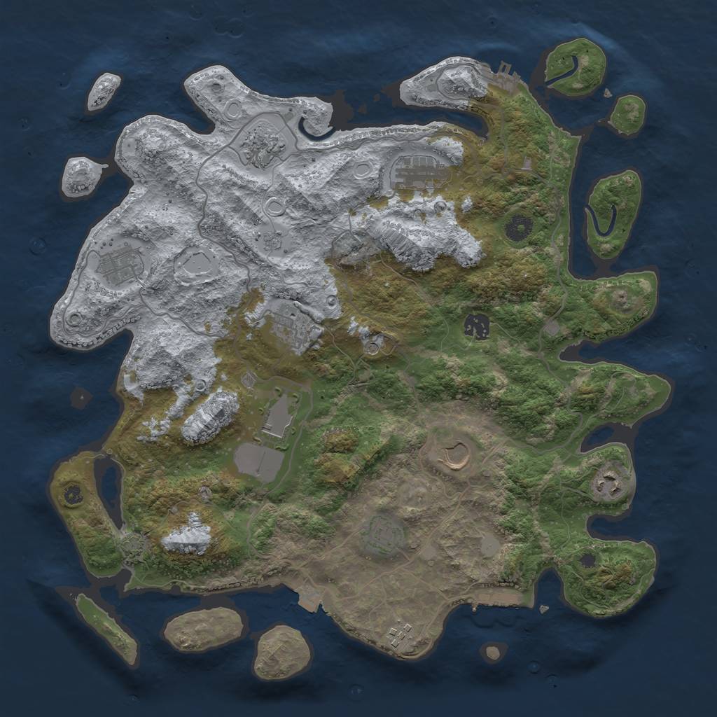 Rust Map: Procedural Map, Size: 4000, Seed: 492001115, 18 Monuments