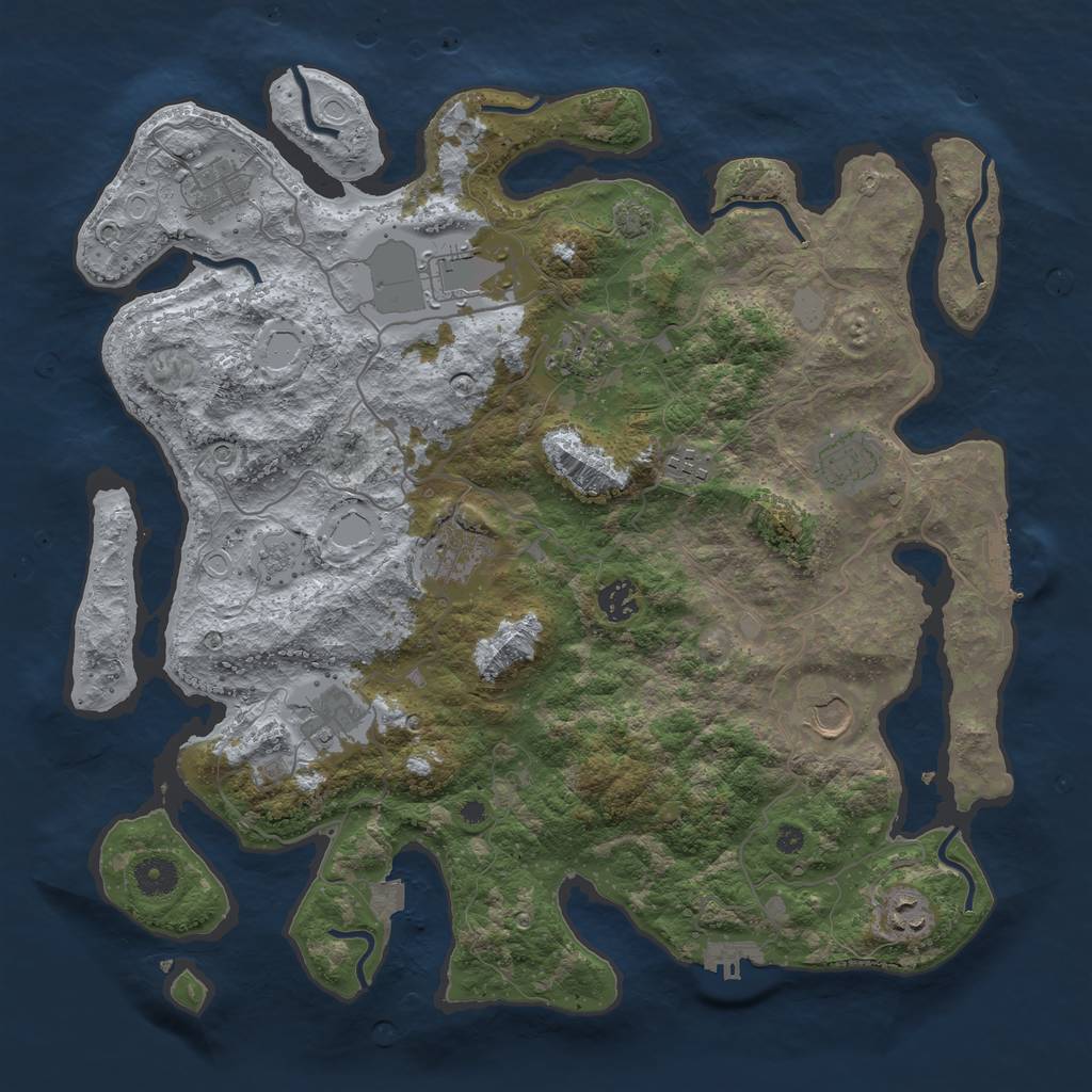Rust Map: Procedural Map, Size: 4000, Seed: 671916550, 18 Monuments