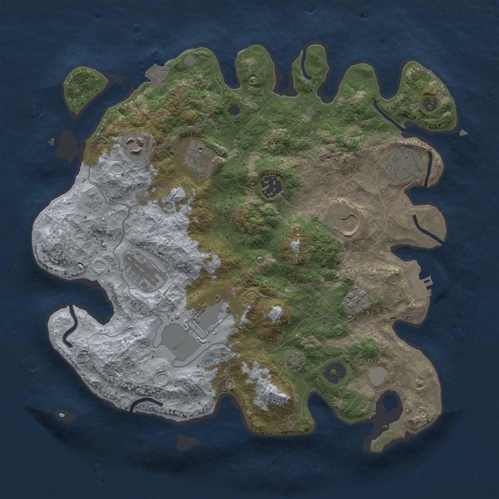 Rust Map: Procedural Map, Size: 3500, Seed: 1238871053, 15 Monuments