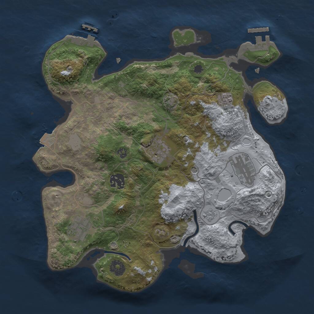Rust Map: Procedural Map, Size: 3000, Seed: 609912402, 11 Monuments