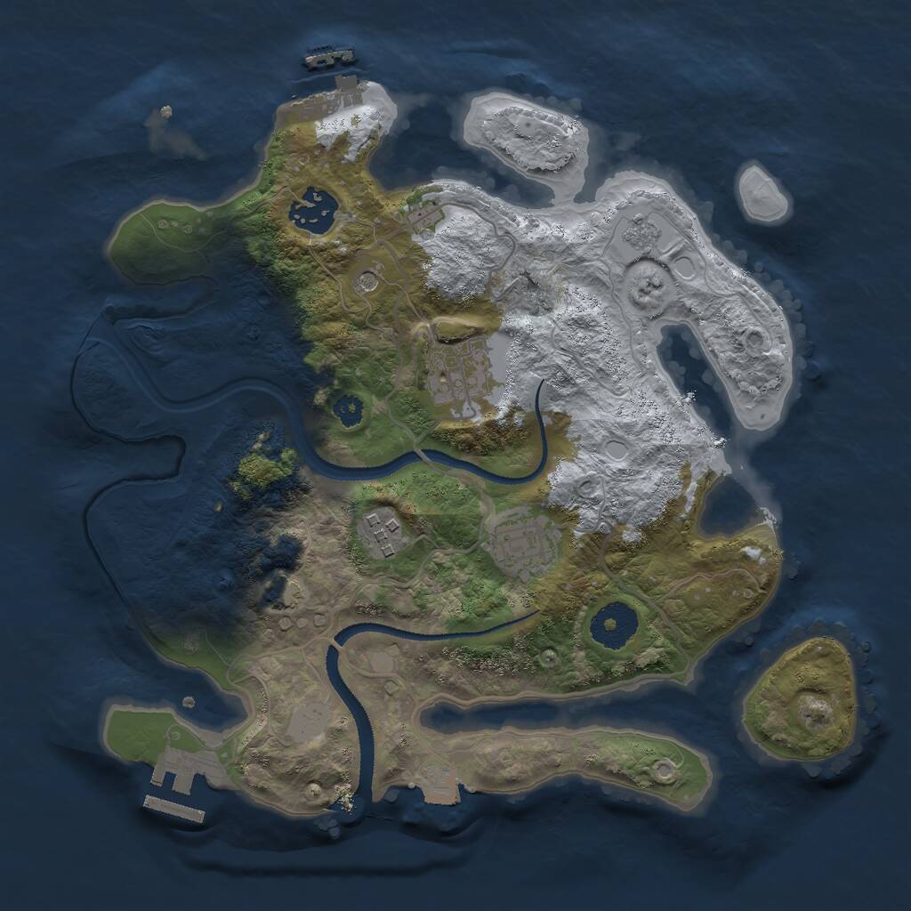Rust Map: Procedural Map, Size: 3000, Seed: 7480153, 10 Monuments