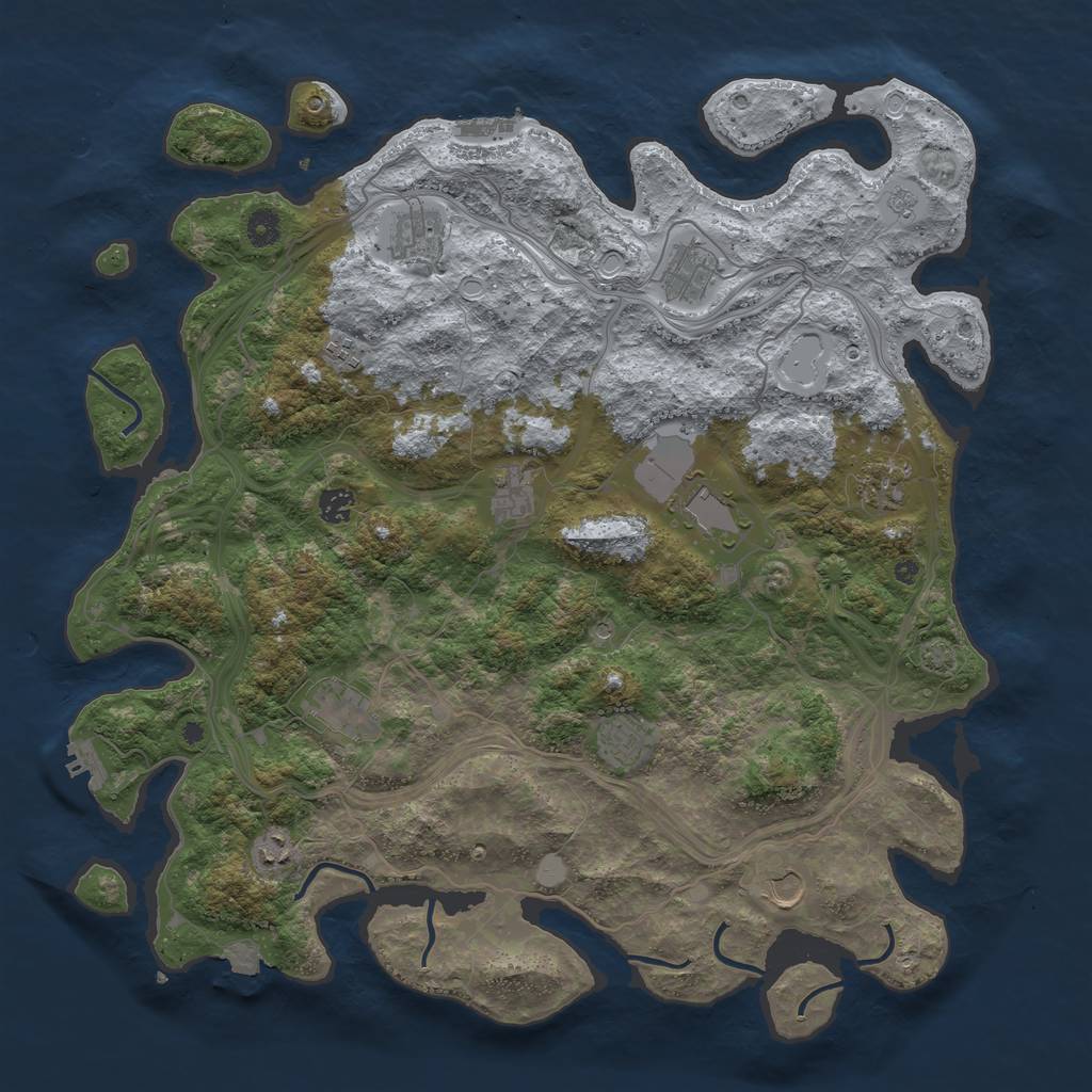 Rust Map: Procedural Map, Size: 4500, Seed: 525512704, 19 Monuments