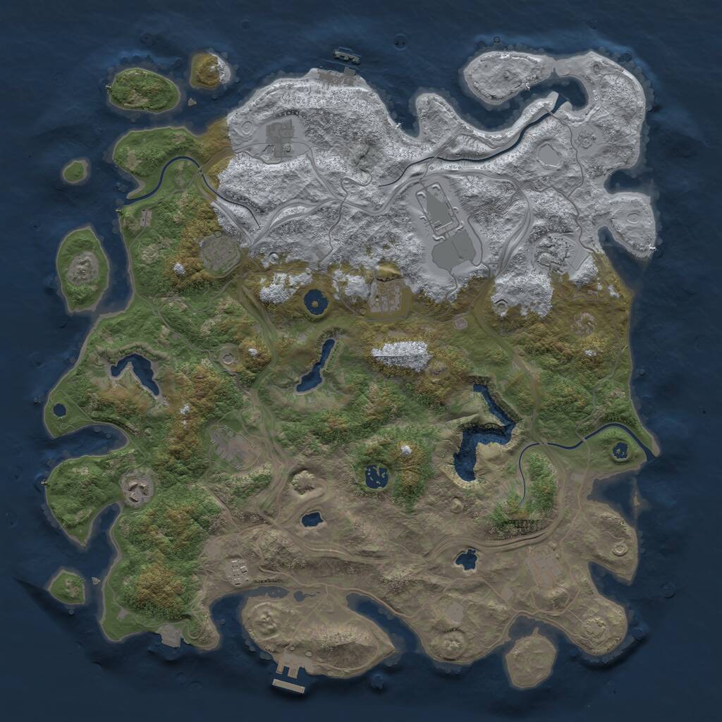 Rust Map: Procedural Map, Size: 4500, Seed: 525512704, 16 Monuments