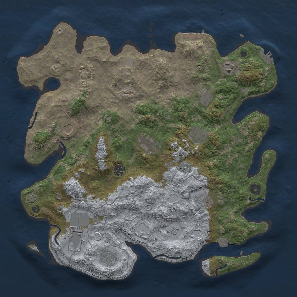 Rust Map: Procedural Map, Size: 4000, Seed: 2122874296, 19 Monuments