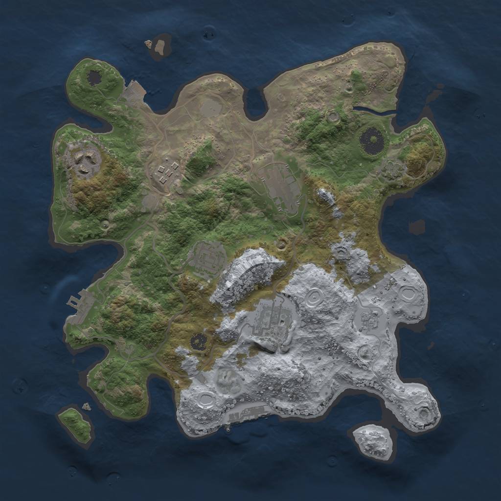 Rust Map: Procedural Map, Size: 3000, Seed: 25737, 12 Monuments