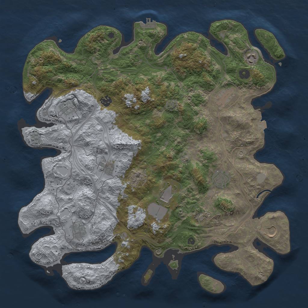 Rust Map: Procedural Map, Size: 4250, Seed: 199504187, 18 Monuments
