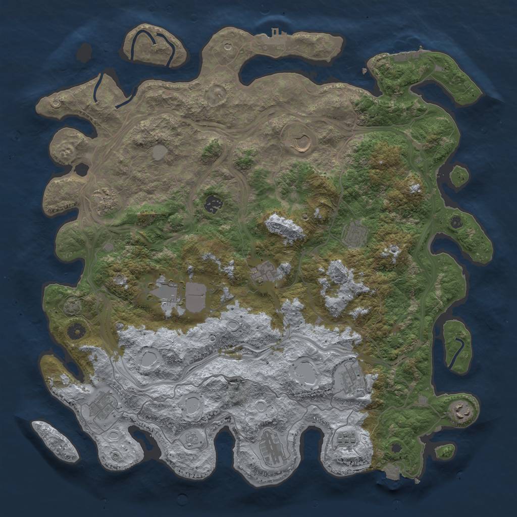 Rust Map: Procedural Map, Size: 4500, Seed: 1701222655, 19 Monuments