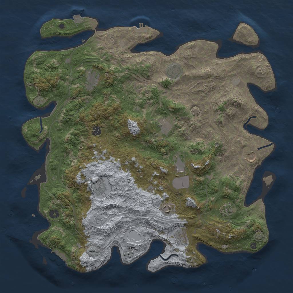 Rust Map: Procedural Map, Size: 4500, Seed: 1290640357, 19 Monuments