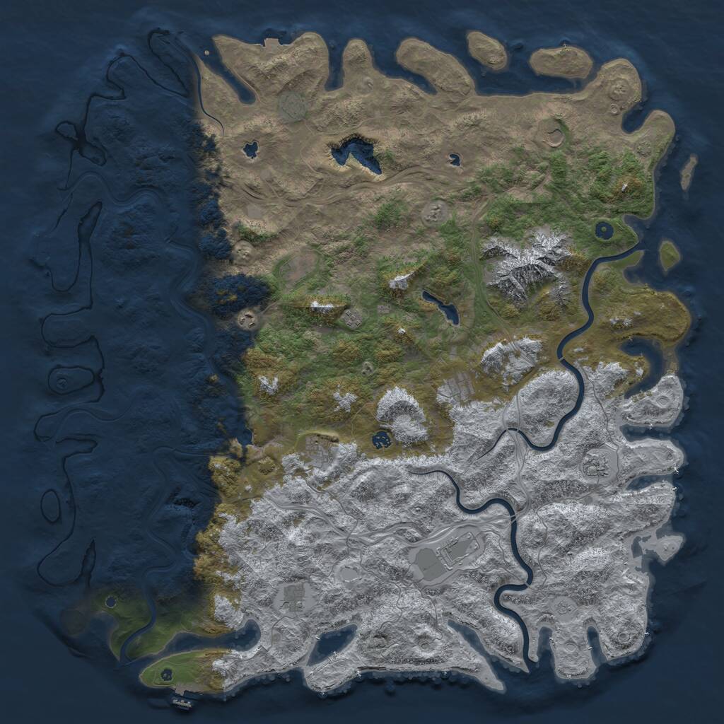 Rust Map: Procedural Map, Size: 6000, Seed: 976373649, 17 Monuments