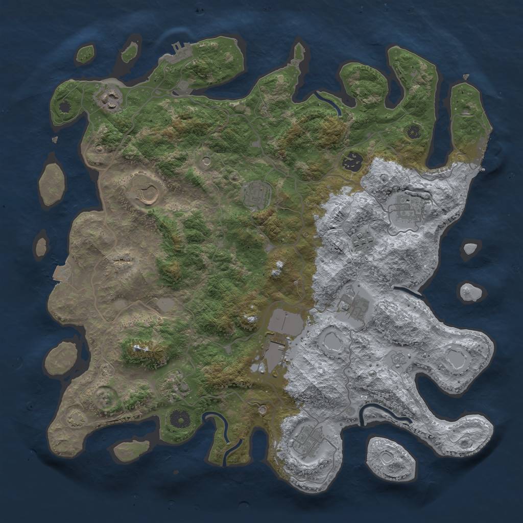 Rust Map: Procedural Map, Size: 4000, Seed: 888421606, 18 Monuments