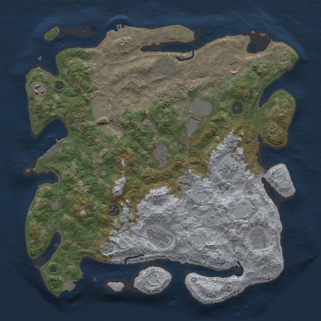 Rust Map: Procedural Map, Size: 4000, Seed: 617835089, 19 Monuments