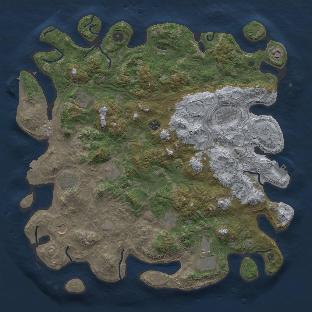 Rust Map: Procedural Map, Size: 4500, Seed: 913581034, 19 Monuments