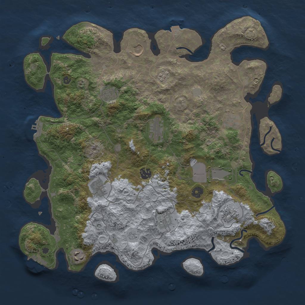 Rust Map: Procedural Map, Size: 4000, Seed: 1361998559, 19 Monuments