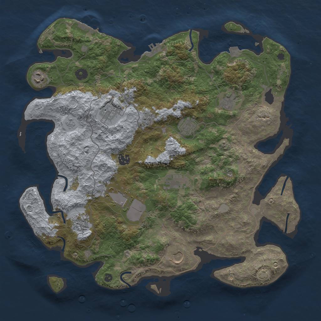 Rust Map: Procedural Map, Size: 4000, Seed: 1990658407, 18 Monuments