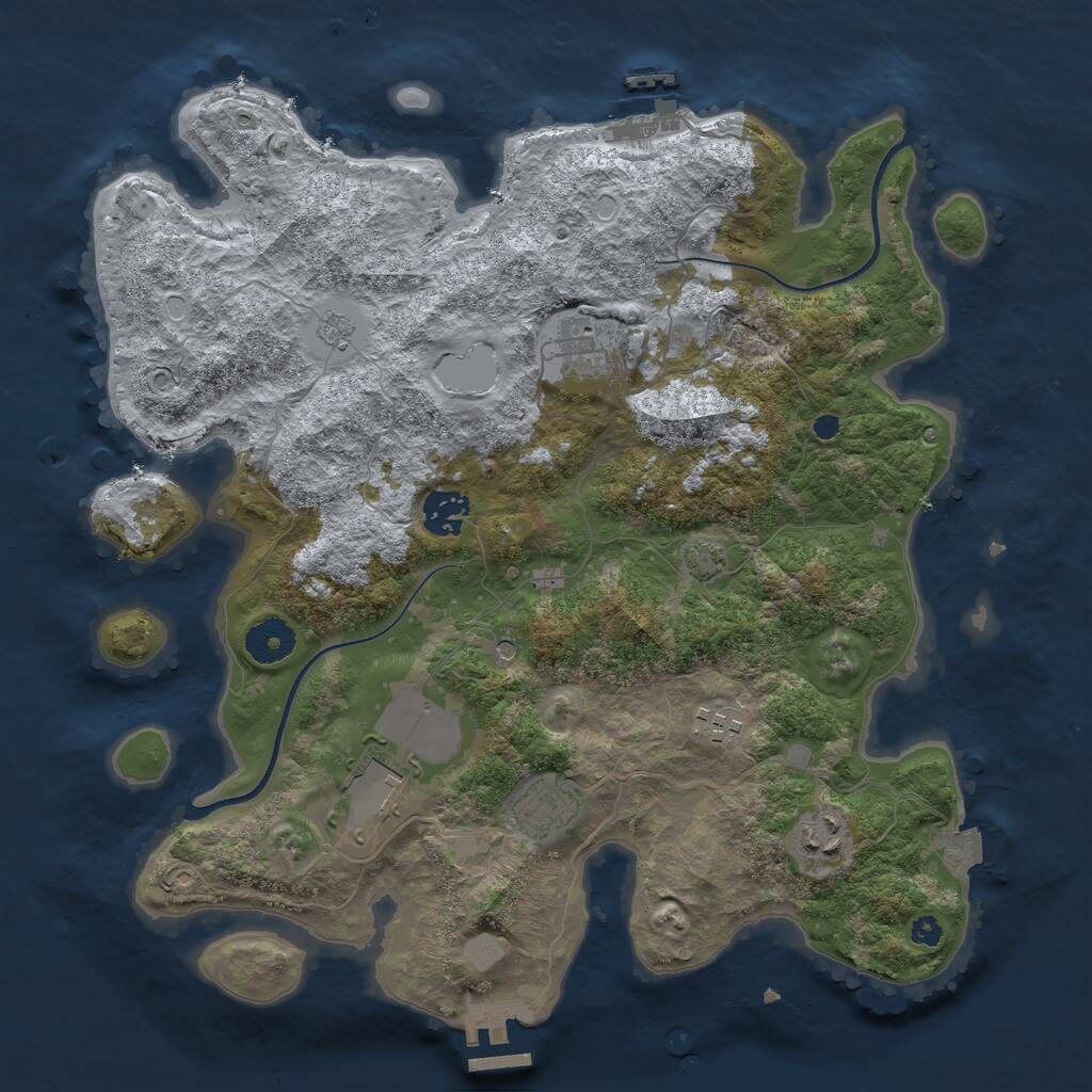 Rust Map: Procedural Map, Size: 3500, Seed: 173081061, 12 Monuments