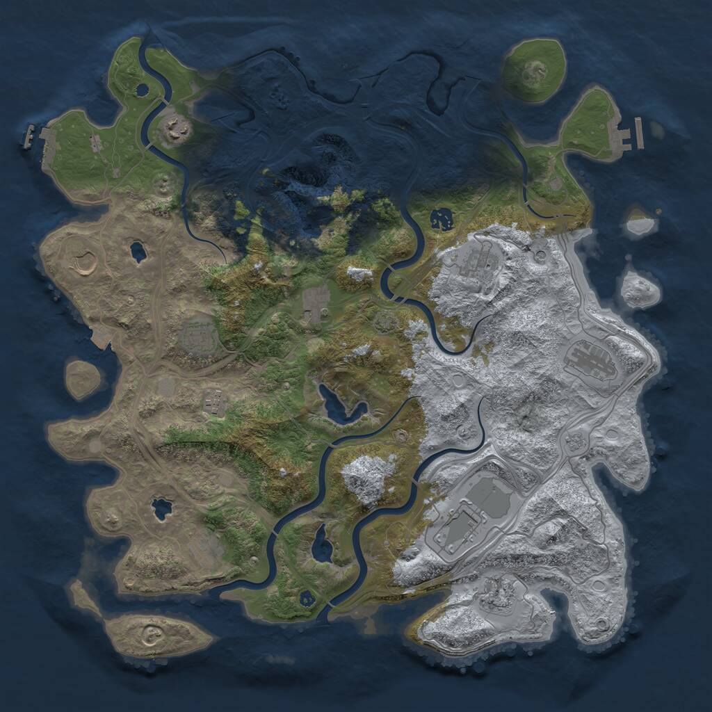 Rust Map: Procedural Map, Size: 4500, Seed: 1988259700, 17 Monuments