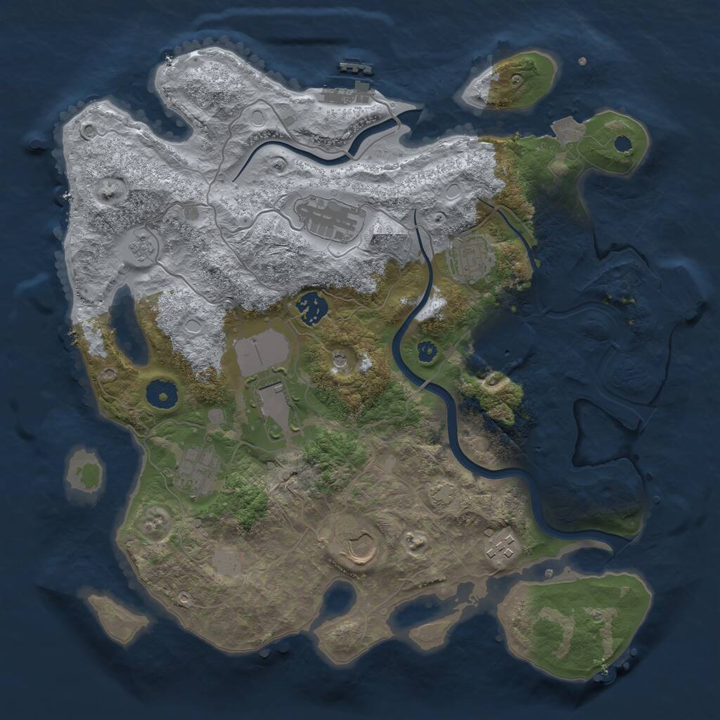 Rust Map: Procedural Map, Size: 3500, Seed: 9915447, 14 Monuments