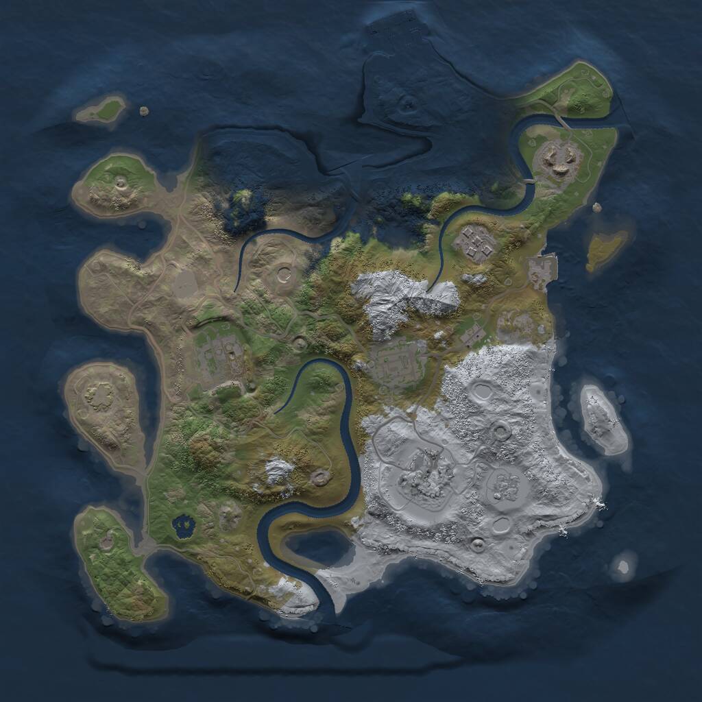 Rust Map: Procedural Map, Size: 3000, Seed: 12213, 10 Monuments