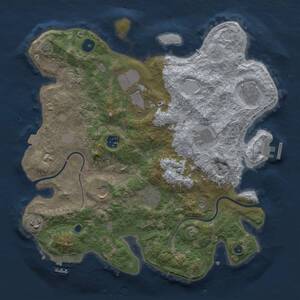 Thumbnail Rust Map: Procedural Map, Size: 3600, Seed: 605876354, 14 Monuments