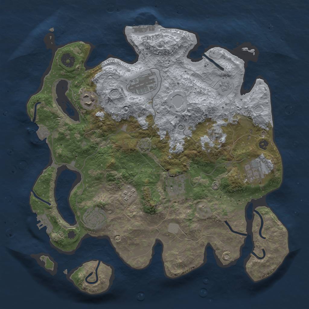 Rust Map: Procedural Map, Size: 3300, Seed: 1358516741, 14 Monuments