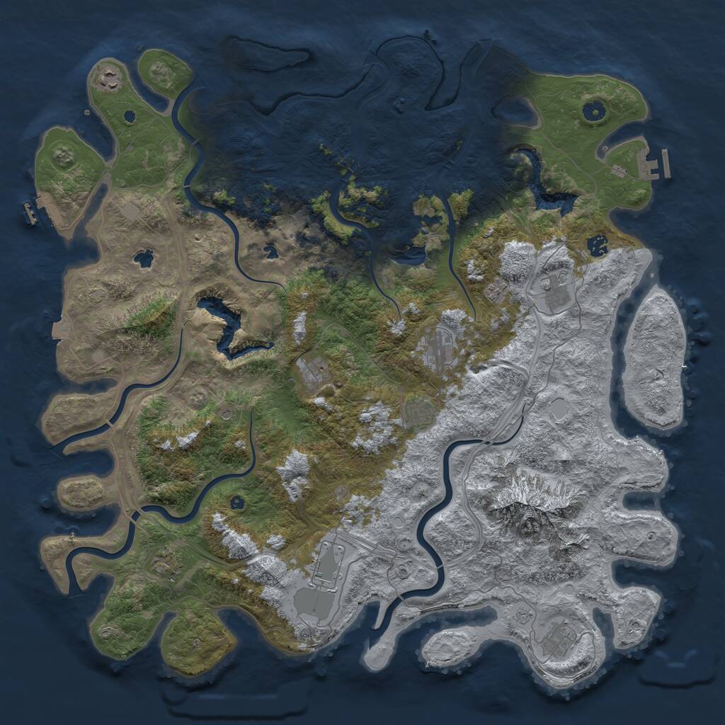 Rust Map: Procedural Map, Size: 5000, Seed: 2000688991, 16 Monuments