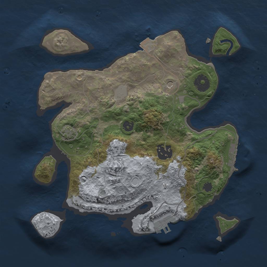 Rust Map: Procedural Map, Size: 2500, Seed: 1659867353, 8 Monuments