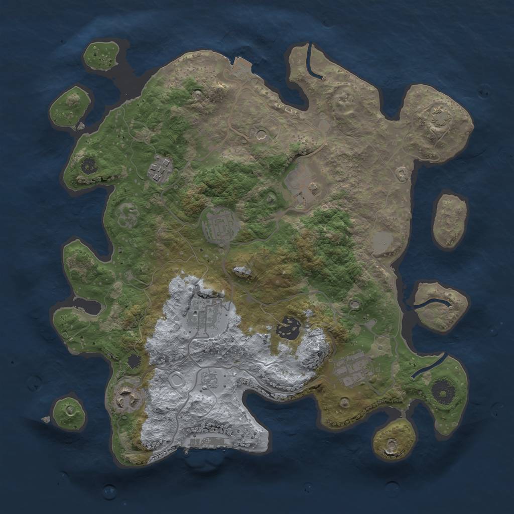 Rust Map: Procedural Map, Size: 3250, Seed: 585684380, 14 Monuments
