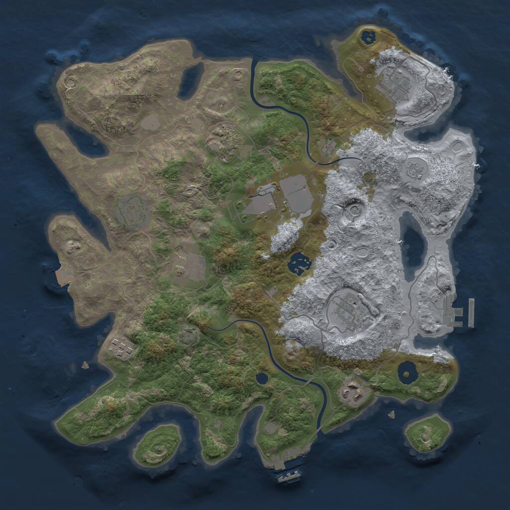 Rust Map: Procedural Map, Size: 3500, Seed: 1140441749, 15 Monuments