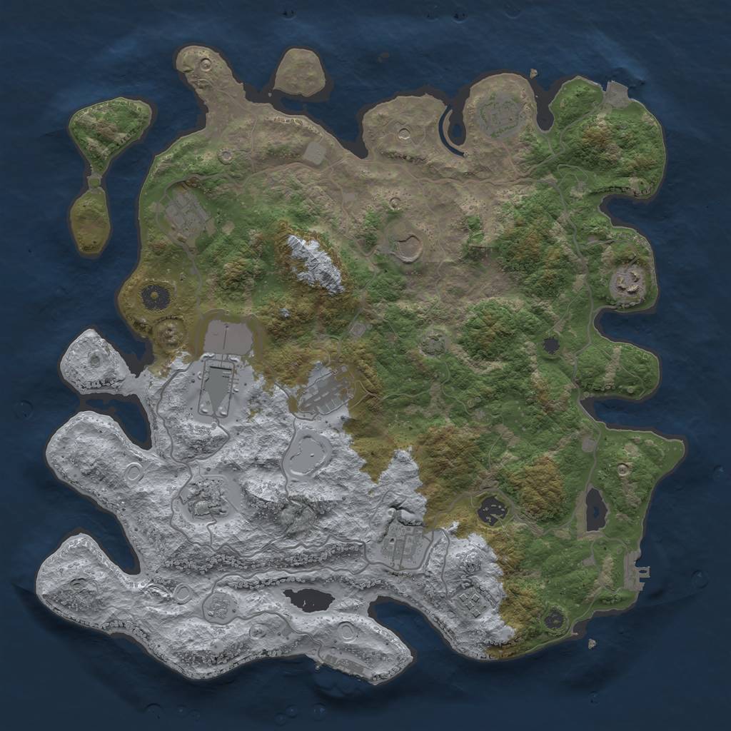 Rust Map: Procedural Map, Size: 4000, Seed: 1704067726, 18 Monuments